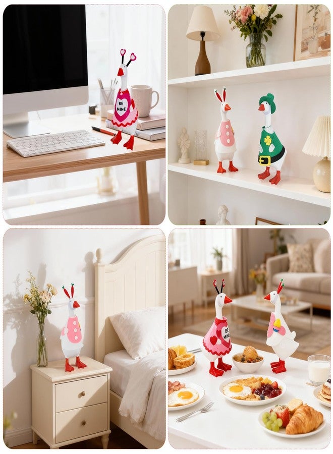 YGEINIT 6 PCS 7 Inch Desk Goose Outfits, Valentine's Day, Easter and St. Patrick's Day Desk Goose Costumes Accessories, Spring Holiday Decor for Magnetic Desktop Goose Statues Office and Home Table - Image 5